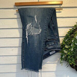 Torrid Destructed Medium Wash High Rise Straight Leg Jeans 20R